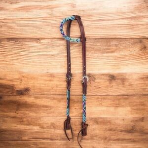 TOUGH 1 NWT Royal King Beaded Diamond Single Ear Western Headstall Turquoise